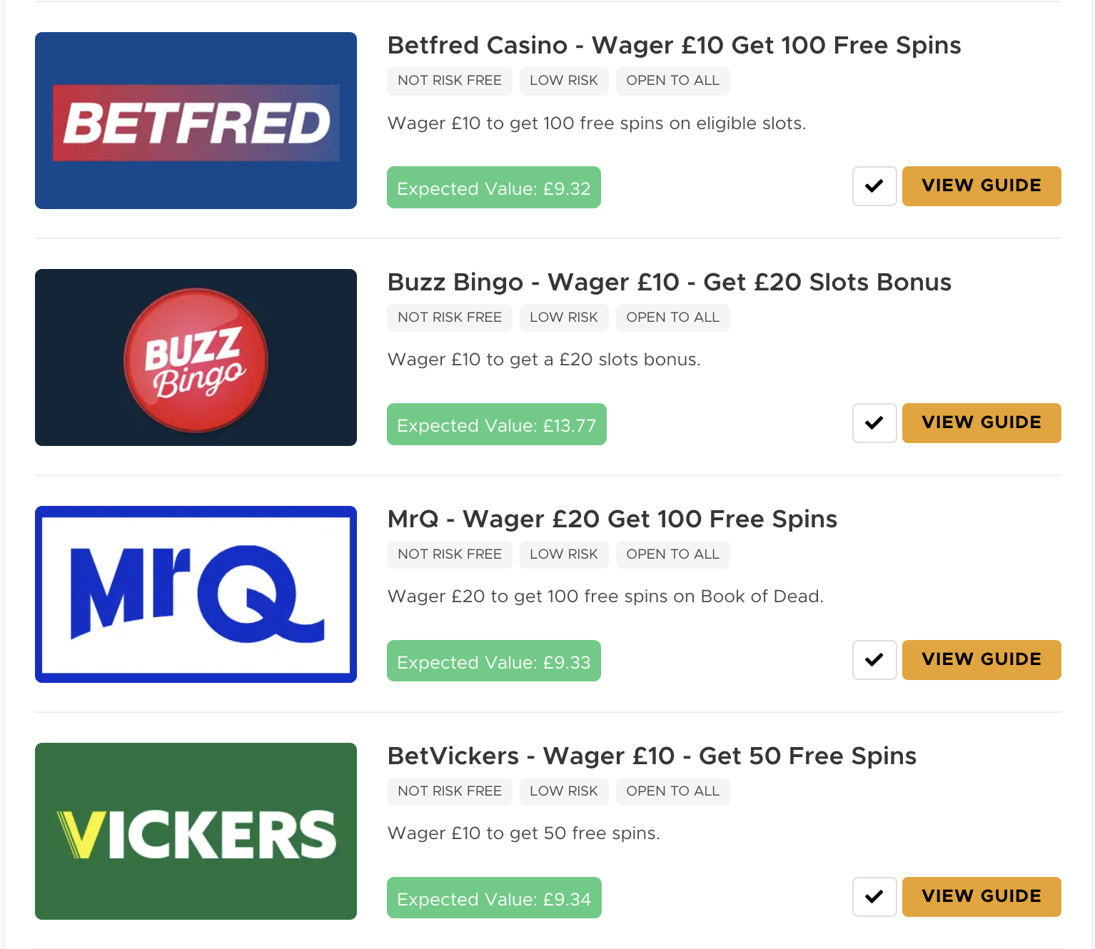 Outplayed's casino signup offers area